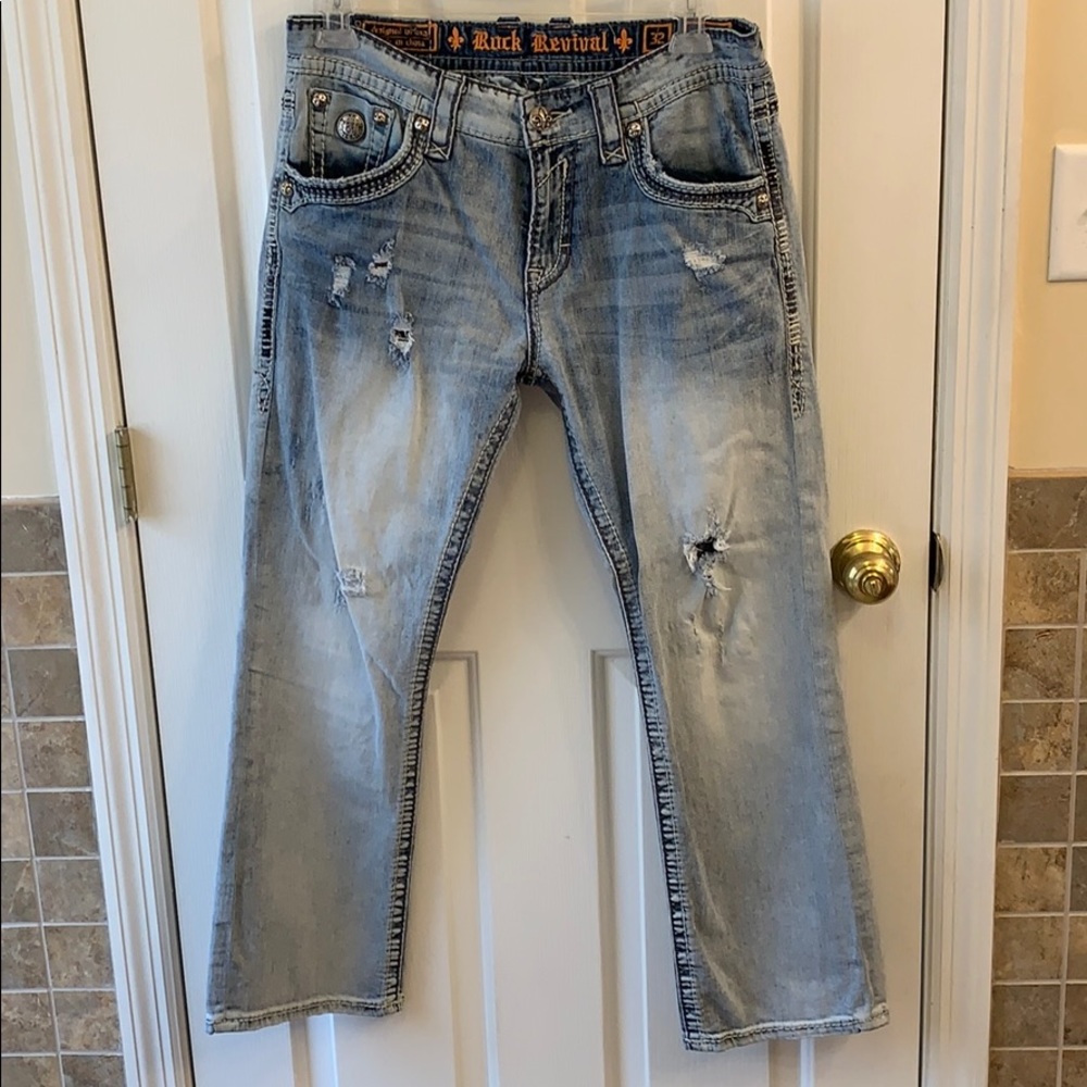 Men’s Rock Revival Xan Relaxed Straight Jeans 32